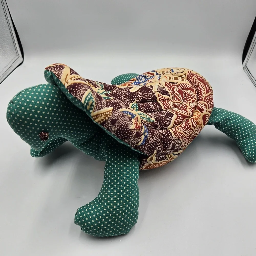 Vtg Handmade Sea Turtle Plush Toy Quilted Removable Shell‎ Cottagecore Country